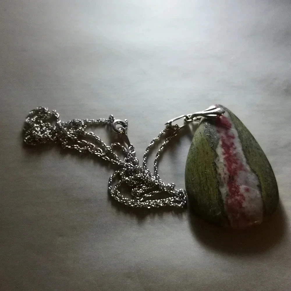 Unakite  necklace 925